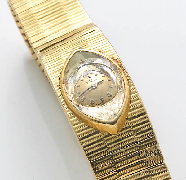 Appraisal: A rock crystal and k gold ladies wristwatch Omega dial