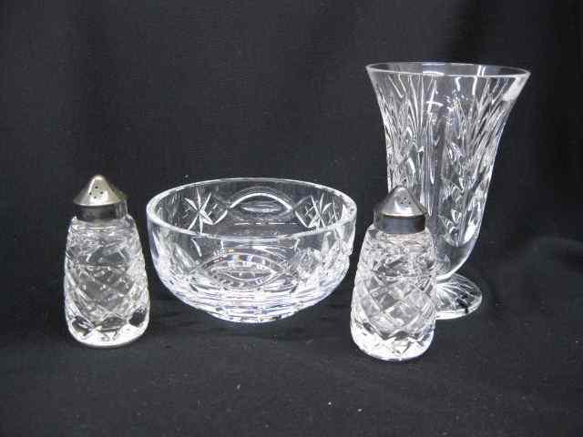 Appraisal: pcs Waterford Cut Crystal '' artist signed vase '' bowl