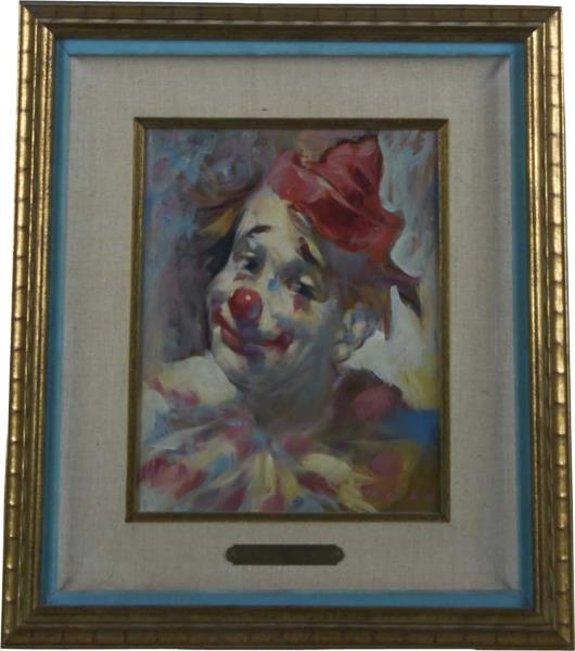 Appraisal: Happy Clown In Red Hat Oil Painting By Julian Original