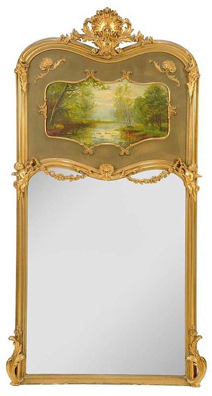 Appraisal: Louis XV Style Parcel-Gilt Trumeau Mirror French early th century