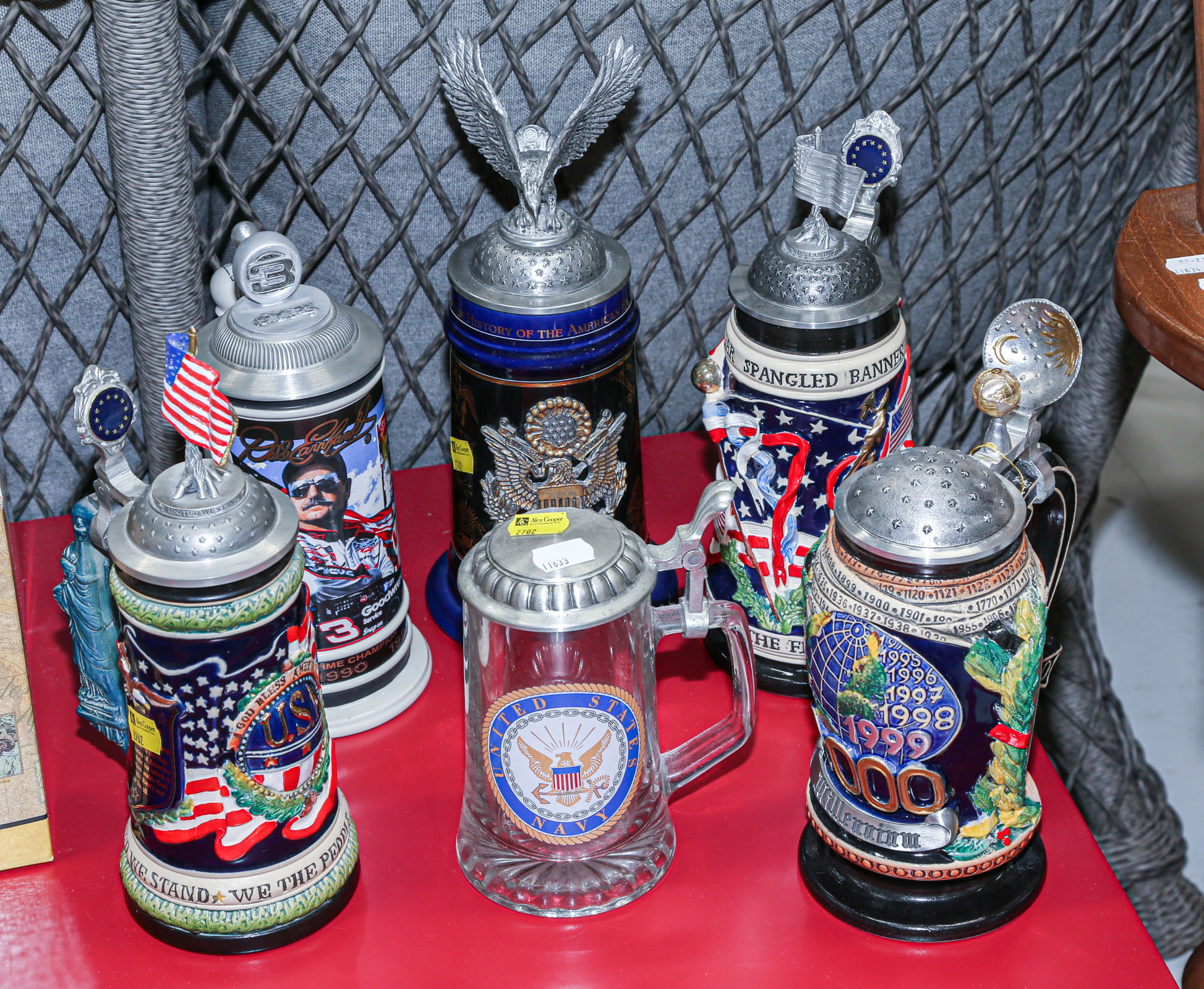 Appraisal: SIX LIMITED EDITION BEER STEINS Four celebrating America one celebrating