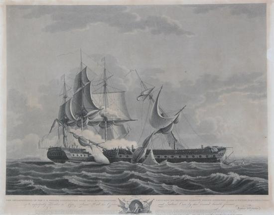 Appraisal: THE UNITED STATES FRIGATE CONSTITUTION CAPTURING HIS BRITISH MAJESTY'S FRIGATE