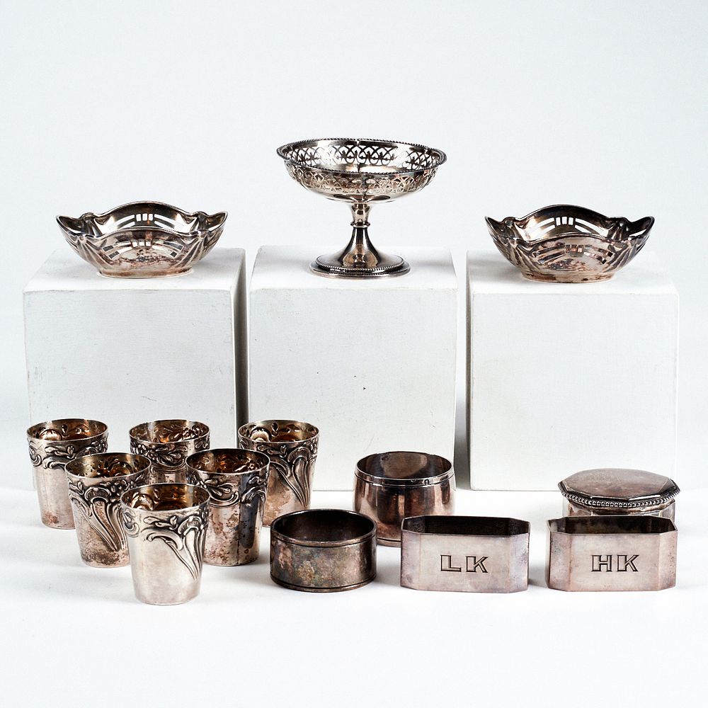 Appraisal: Lrg Grp Silver Objects Group of silver objects including a