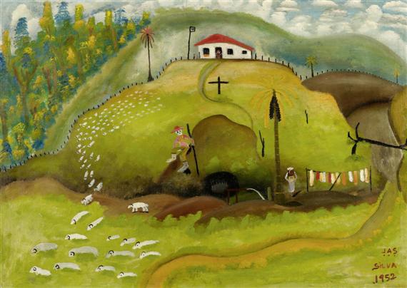 Appraisal: SILVA JOSE ANTONIO DA Sao Paulo Landscape with sheep Oil