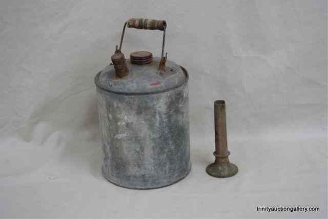 Appraisal: Vintage qt Galvanized Kerosene Can w FunnelThis is a very