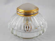 Appraisal: A Must de Cartier inkwell numbered with ribbed glass body