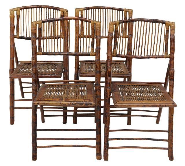 Appraisal: lot of Vintage bamboo and rattan folding chairs th c