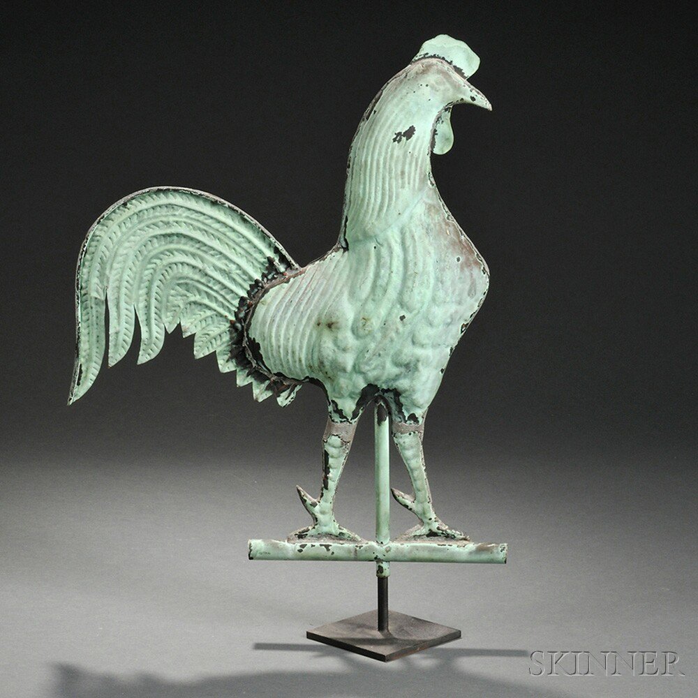 Appraisal: Small Molded Copper Rooster Weathervane America late th century the