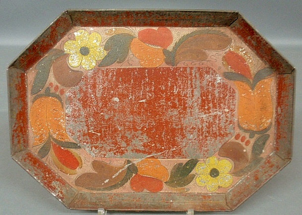 Appraisal: - Early Tole bread tray th c with tulip decoration