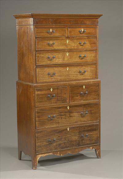 Appraisal: A mahogany tallboy in George III style circa with two