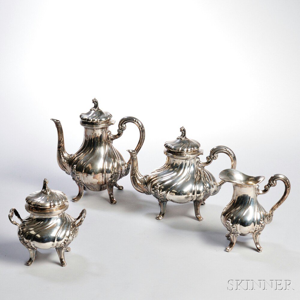 Appraisal: Four-piece Italian Silver Tea and Coffee Service Alessandria - century