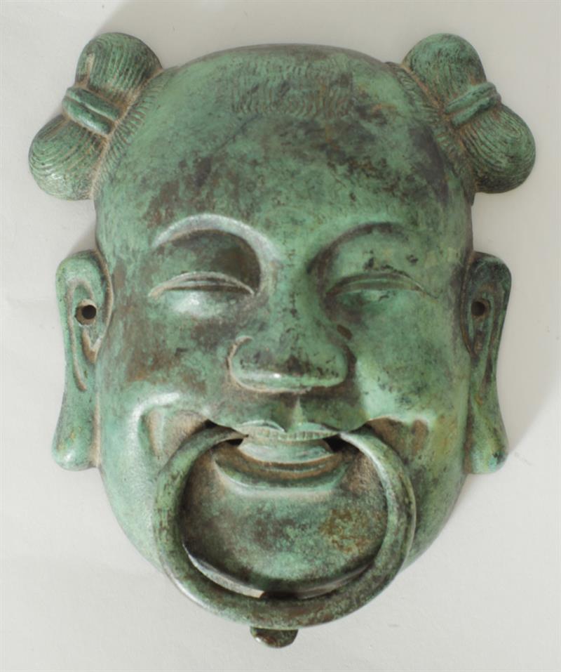 Appraisal: Chinese Metal Mask-Form Door Knocker x x in Property from