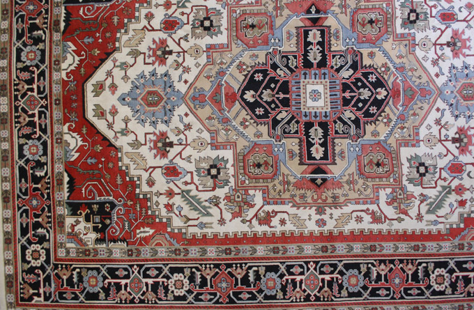 Appraisal: HAND KNOTTED ORIENTAL GRAND ROOM CARPET Persian Serapi design featuring