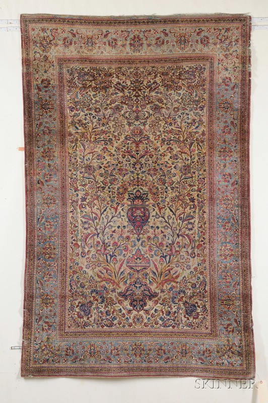 Appraisal: Kashan Silk Rug Central Persia late th century small edge