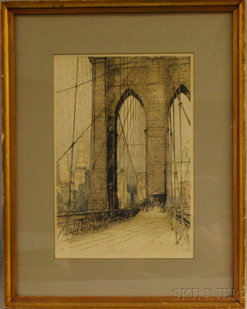 Appraisal: Luigi Kasimir American - Brooklyn Bridge Signed Luigi Kasimir l