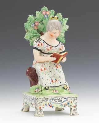 Appraisal: A Figure Village Maid Figurine of a girl sitting holding