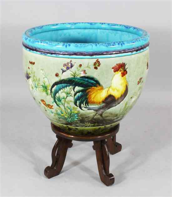 Appraisal: Joseph-Theodore Deck A large faience jardiniere c painted in bright