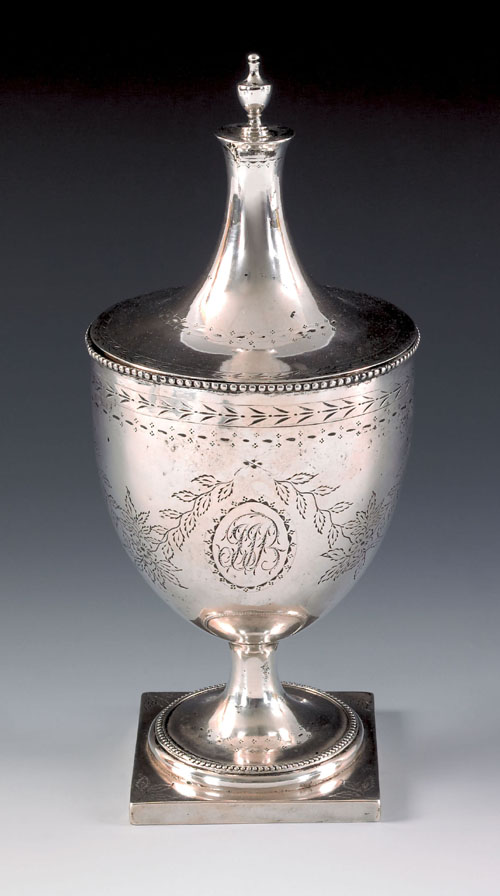 Appraisal: New York silver covered urn ca bearing the touch of