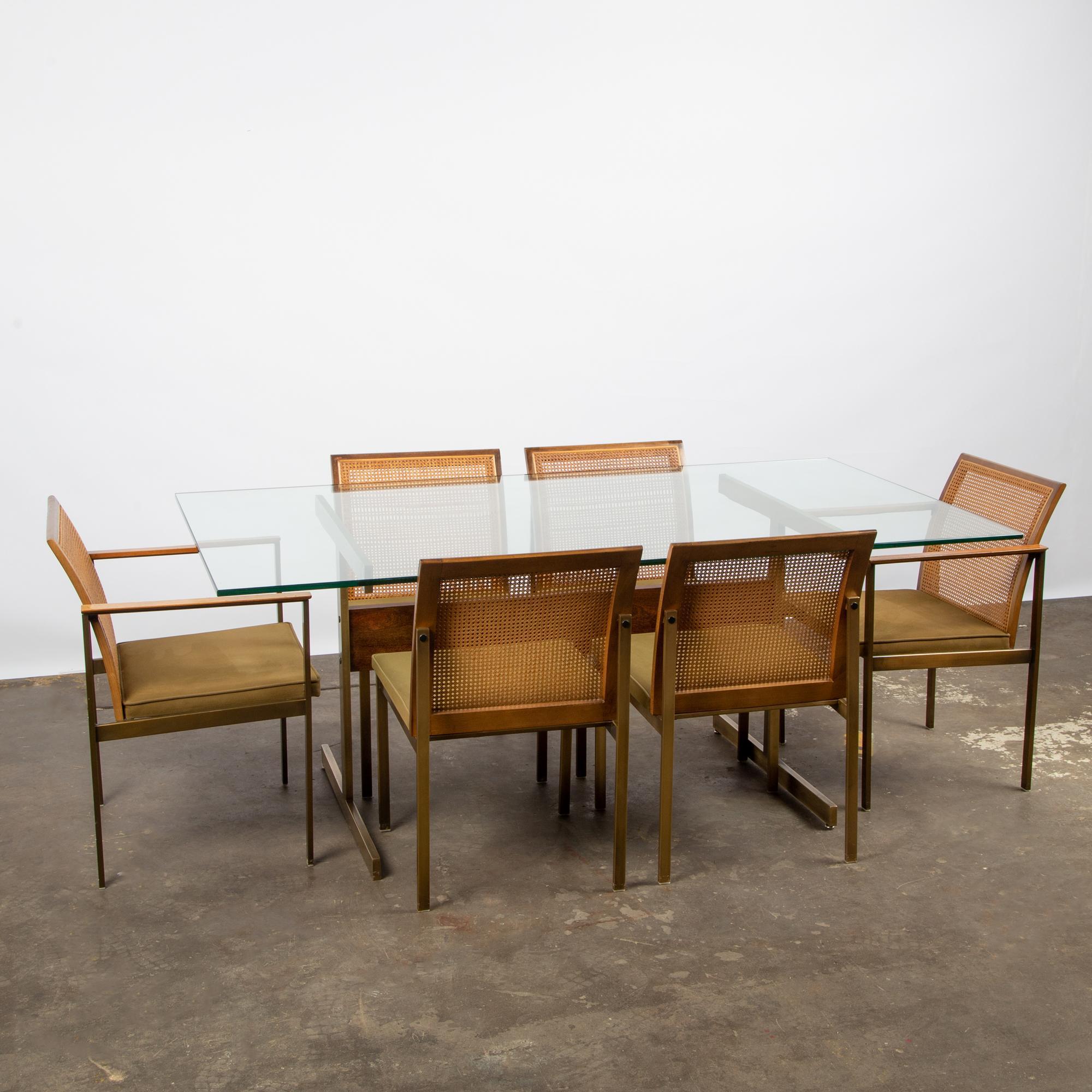 Appraisal: S LANE MODERN ROSEWOOD BRUSHED METAL DINING SET A s