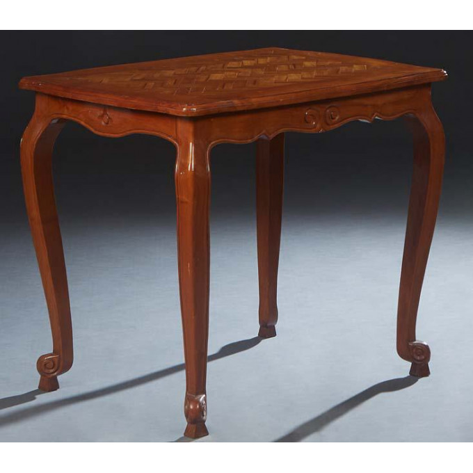 Appraisal: French Louis XV Style Inlaid Carved Cherry Side Table th