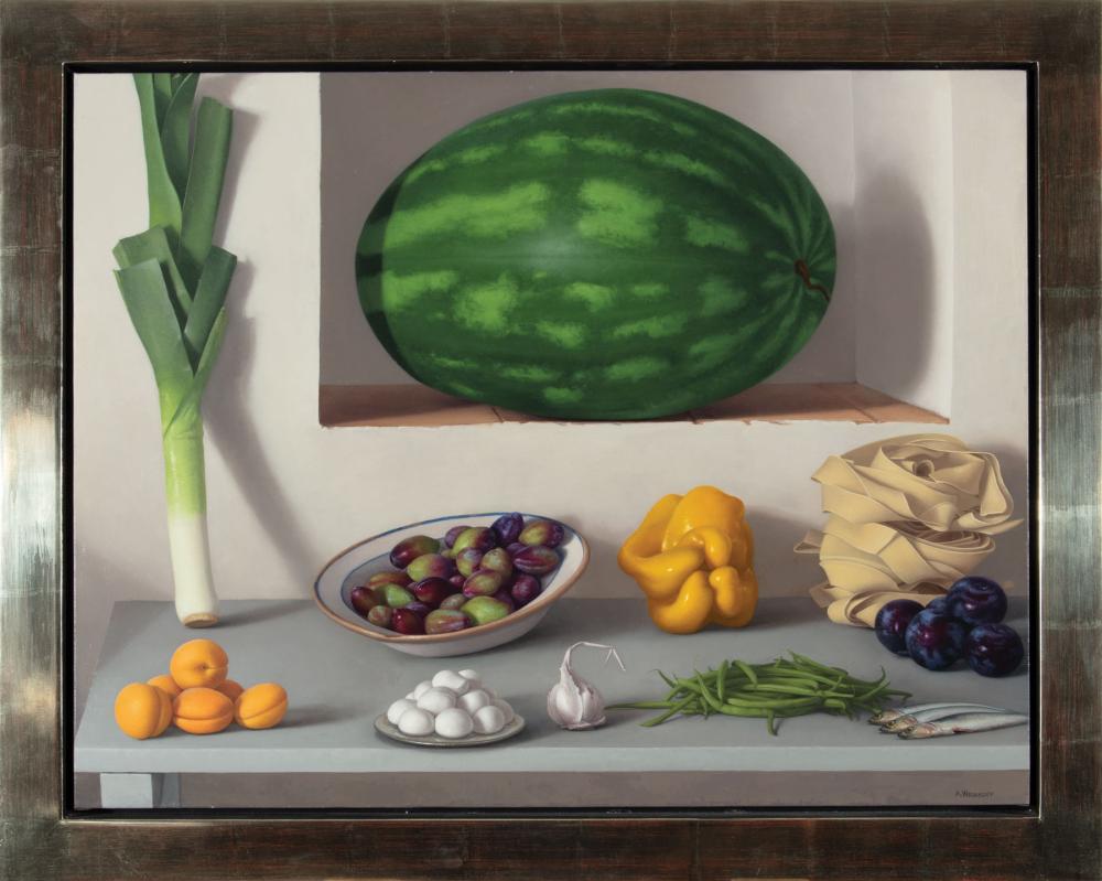 Appraisal: Amy Weiskopf American b Still Life with Watermelon oil on