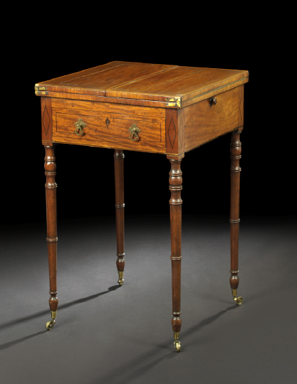 Appraisal: George III Mahogany Work Table ca in the Sheraton taste