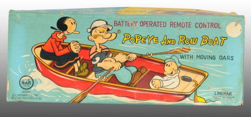 Appraisal: Linemar Tin Popeye Rowboat Toy Description Japanese Battery-operated Toy has