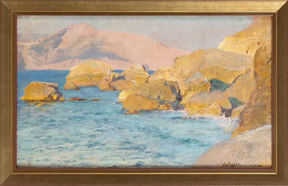 Appraisal: AUGUST ACHTENHAGEN GERMANY - SICILIAN SHORELINE OIL ON CANVAS BOARD