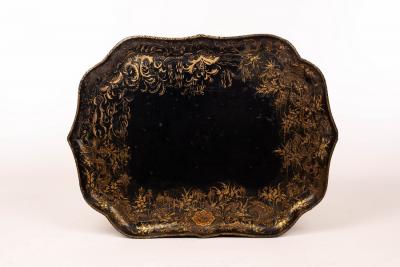 Appraisal: A black lacquer tray Clay King St Cov't Garden of