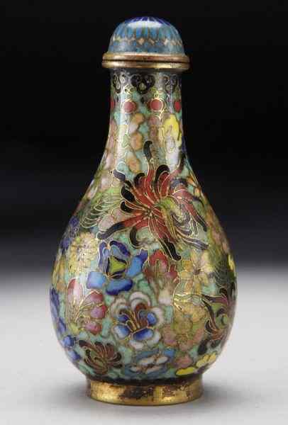 Appraisal: Chinese Qing cloisonne snuff bottle depictingmillenary flowers ''H Circa -