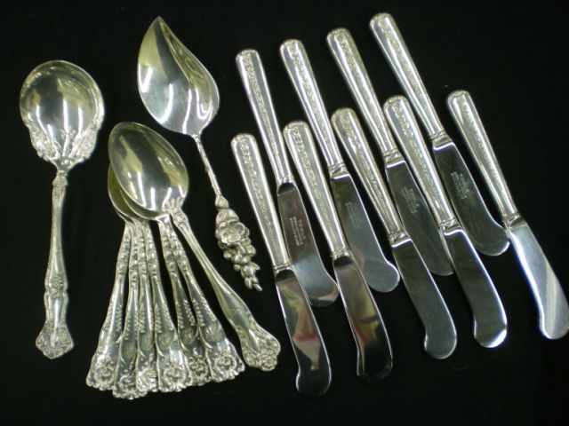 Appraisal: Group of sterling silver table service items including set of