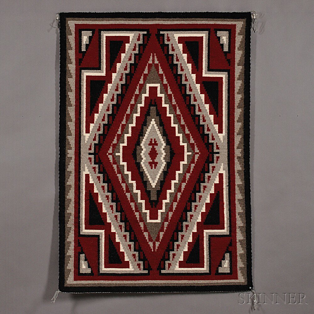 Appraisal: Navajo Contemporary Weaving with bold concentric diamond and stepped border