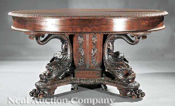 Appraisal: A Fine American Carved Walnut Banquet Table mid- th c