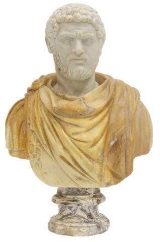 Appraisal: Marble bust depicting the scowling Caracalla Roman Emperor - based