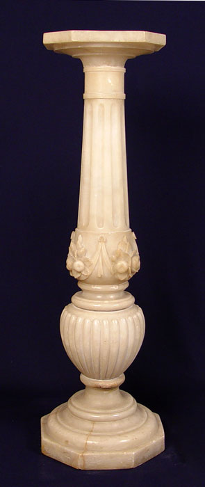 Appraisal: A GOOD CARVED MARBLE COLUMN PEDESTAL Carved roses garland on