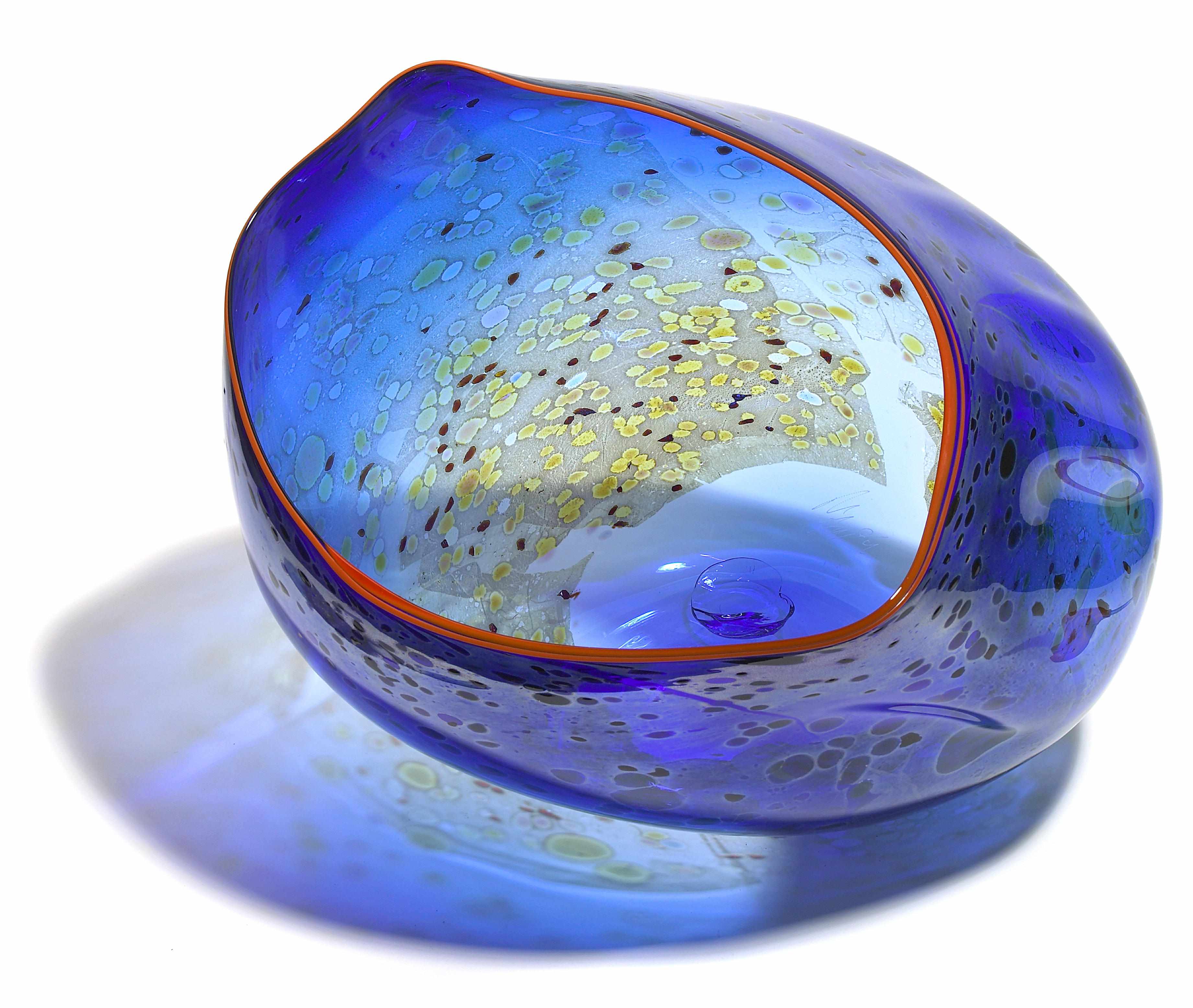 Appraisal: Dale Chihuly American born Silver Cobalt Basket with Orange Lip