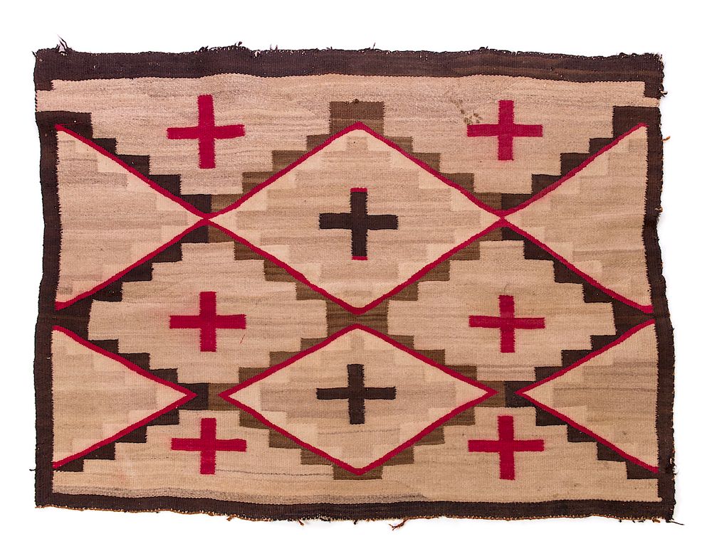 Appraisal: - Navajo Ganado Blanket Roman Cross Measures tall wide Good