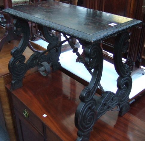 Appraisal: An early th century Spanish walnut occasional table the rectangular