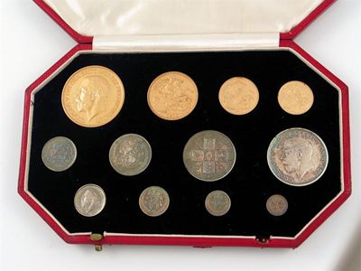 Appraisal: George V Coronation Proof Set of Coins comprising gold Five-