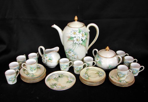 Appraisal: Twenty-Eight-Piece Hand-Painted Assembled Nippon and Bavarian Porcelain After-Dinner Coffee Service