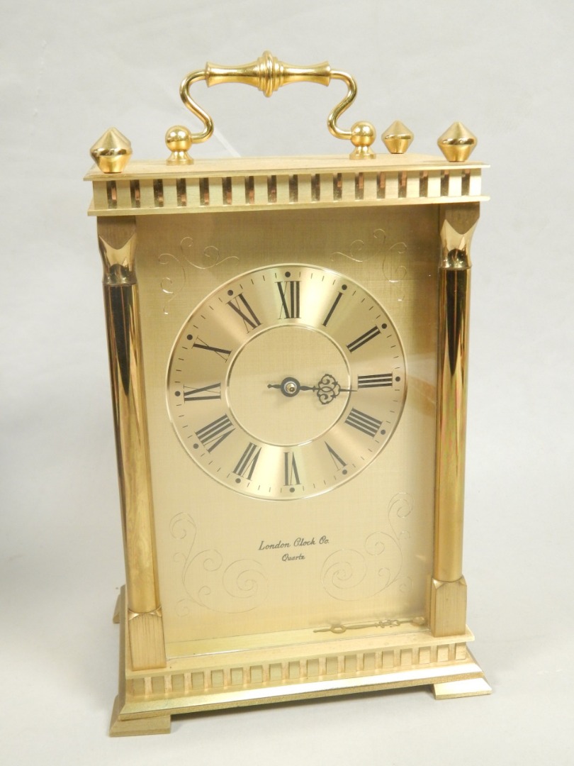 Appraisal: A large modern gilt brass carriage clock made by The