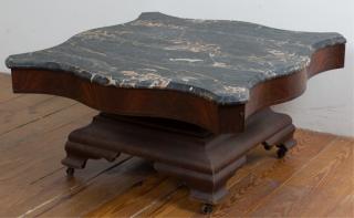 Appraisal: American Empire Marble Top Coffee Table Converted American Empire pedestal