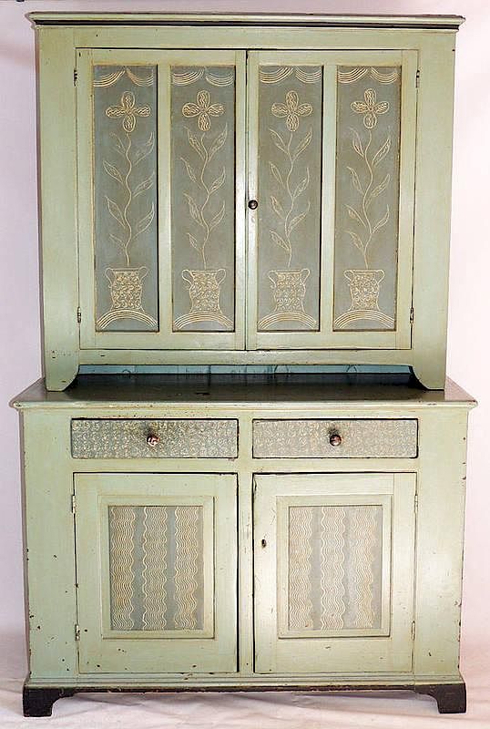 Appraisal: David Y Ellinger Paint Decorated Cupboard David Y Ellinger Pennsylvania