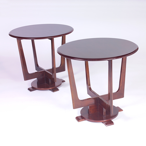 Appraisal: ART DECO Pair of lamp tables with circular top and