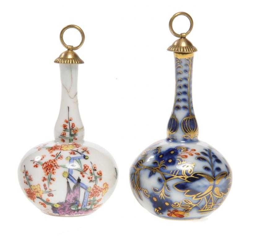 Appraisal: TWO MEISSEN SCENT BOTTLES the first painted in kakiemon style