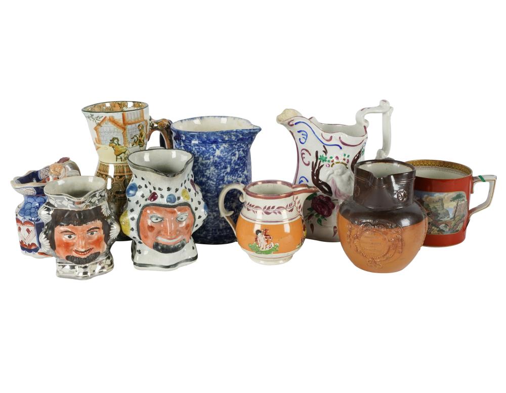 Appraisal: GROUP OF ENGLISH CERAMIC PITCHERScomprising nine assorted including one Fenton