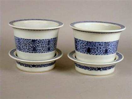 Appraisal: Unusual pair of Chinese blue and white jardiniere on stands