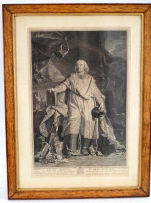 Appraisal: Drevet after Rigaud Jacobus Benignus black and white engraving cm