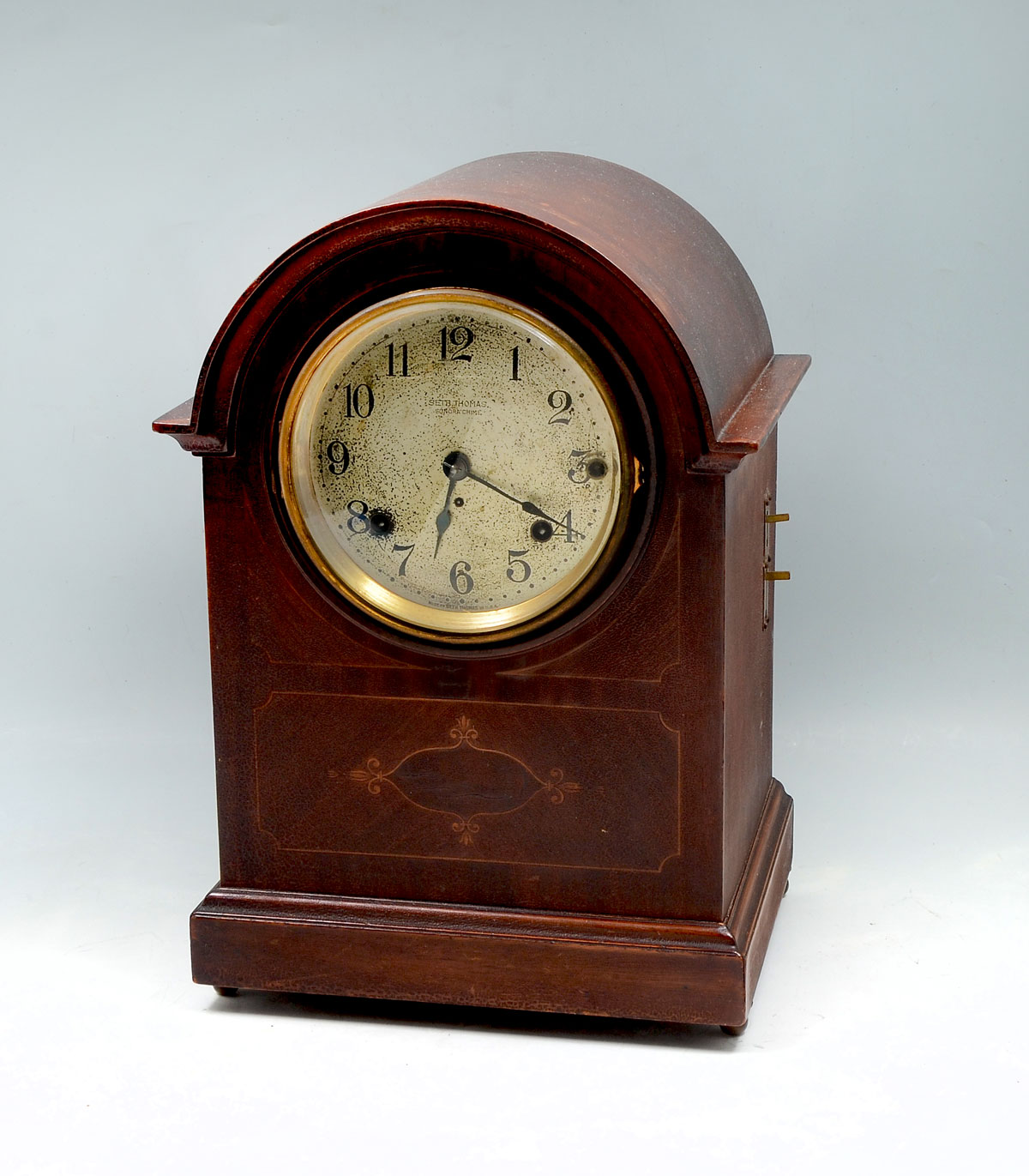 Appraisal: SETH THOMAS MAHOGANY CLOCK WITH SONORRA CHIME Inlaid Seth Thomas