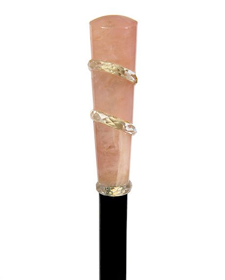 Appraisal: Art Deco Rose Quartz and Rock Crystal Dress Cane Ca